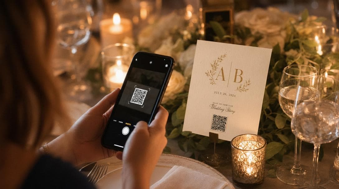 Etkinlikte salondaki QR kodunu misafirler telefonu ile tarar